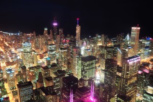 A beautiful evening view of the Chicago Loop